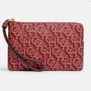 Coach Corner Zip Wristlet with Coach Monogram Print in Rogue NWOT